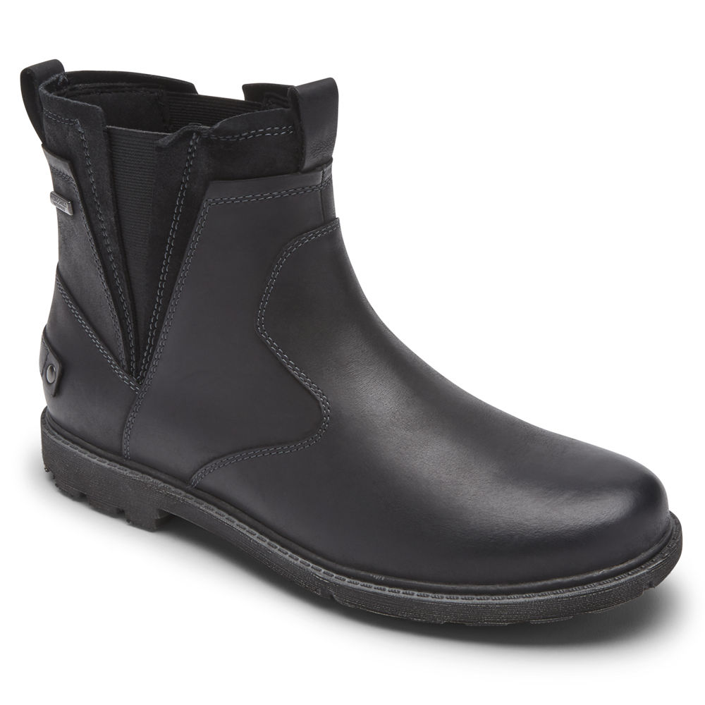 Rockport Boots For Mens Black - Storm Surge Waterproof Chelsea - RX2650479